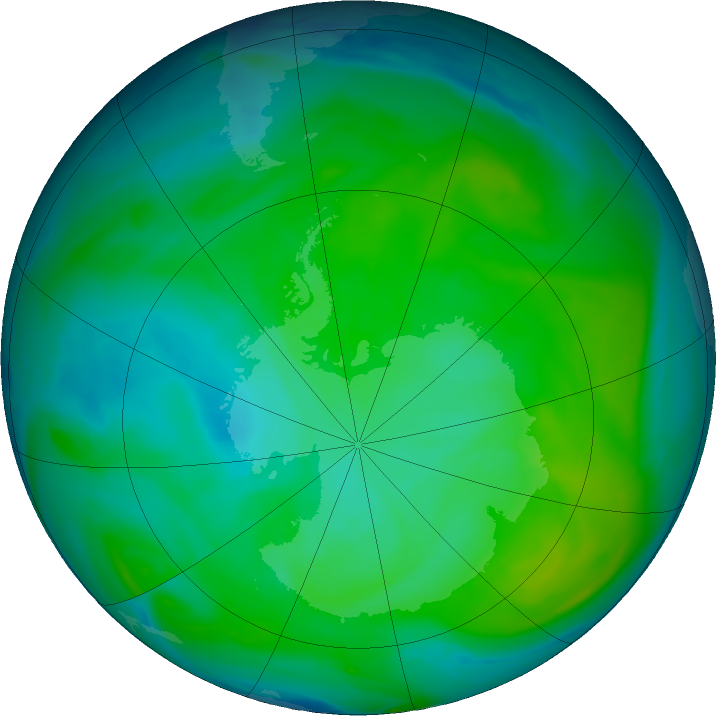 Antarctic ozone map for 27 December 2016